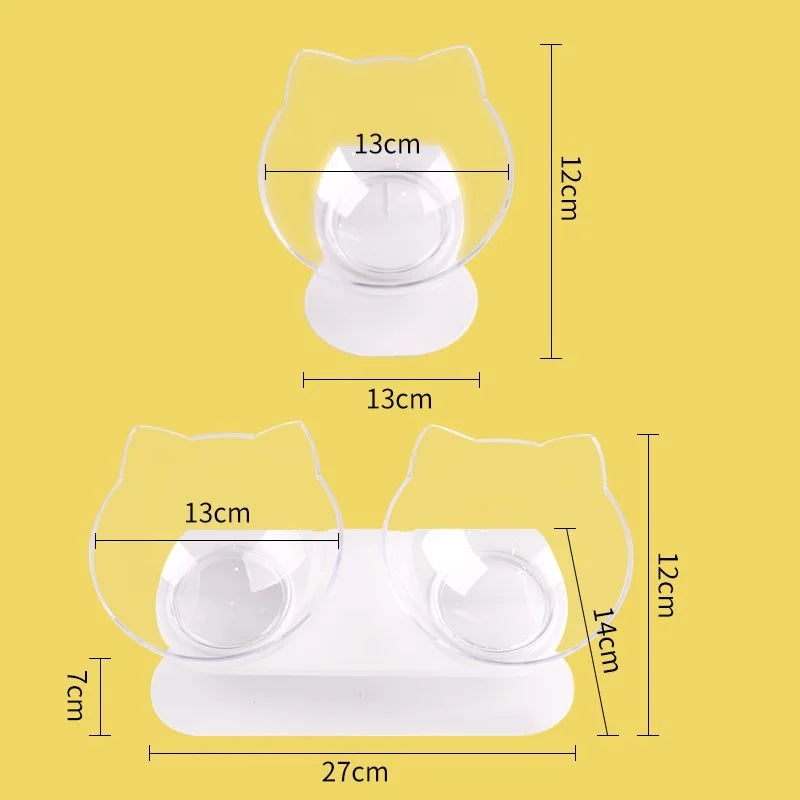 Double Cat Bowl with Non-Slip Inclination Stand