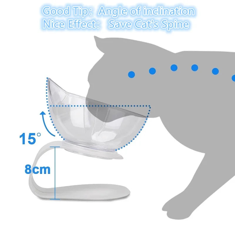 Double Cat Bowl with Non-Slip Inclination Stand