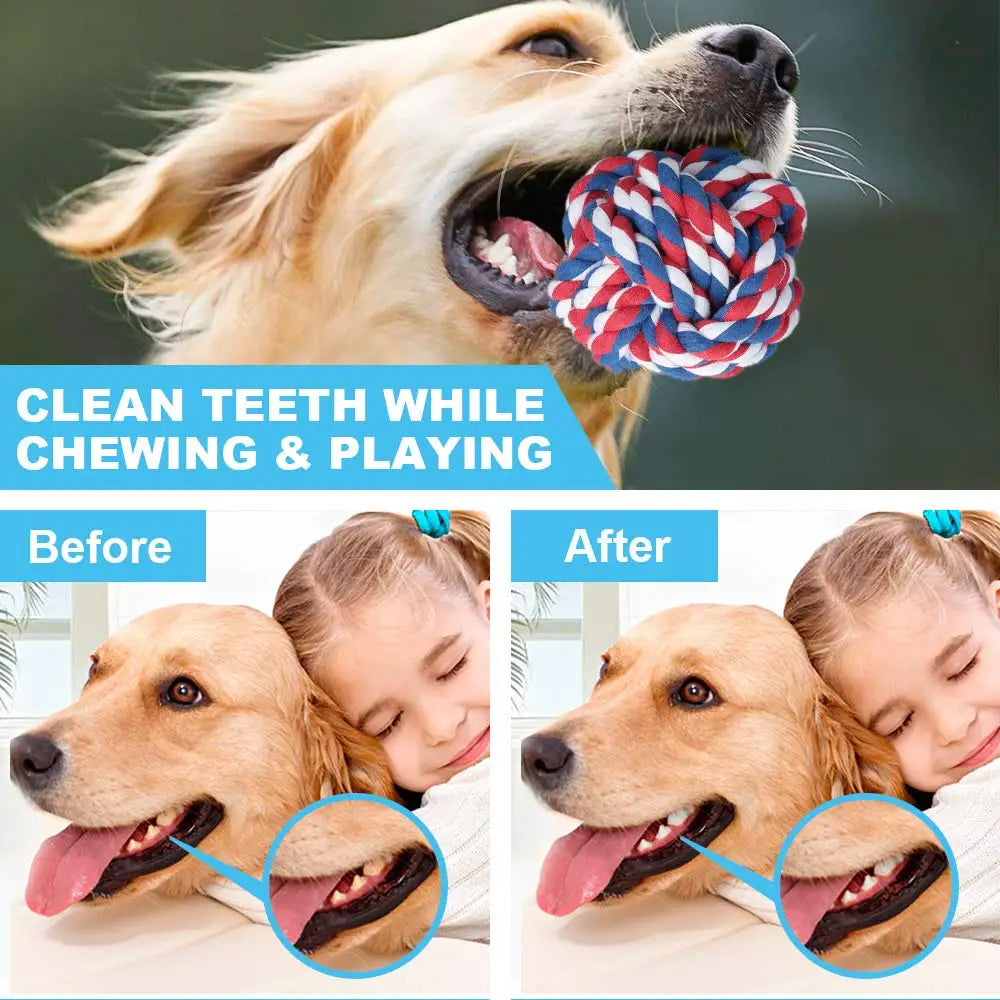 Interactive Dog Rope Toy - Durable Chew Ball for Large & Small Dogs