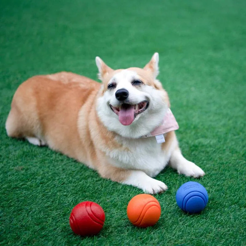 Indestructible Bouncy Rubber Chew Ball with String – Interactive Dog Toy for Big Dogs and Puppies