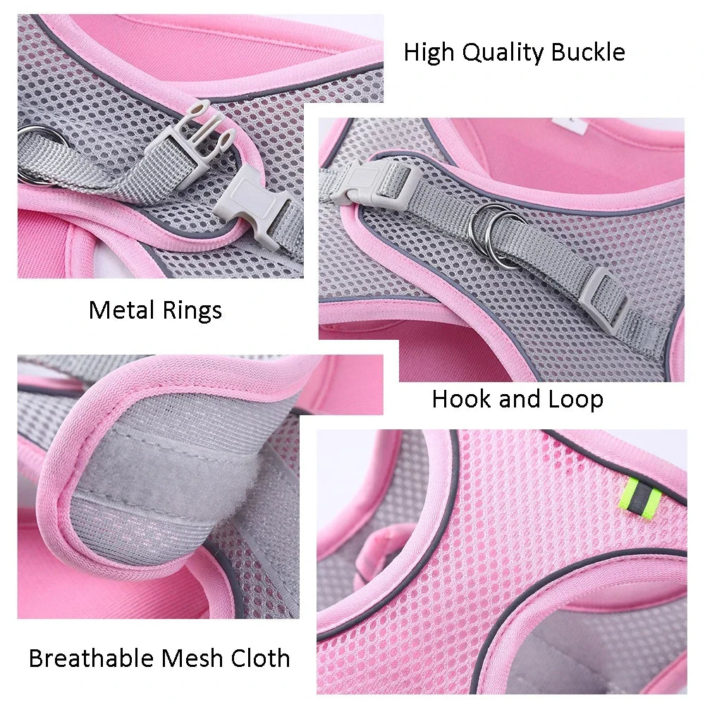 Reflective Breathable Adjustable Pet Harness Set