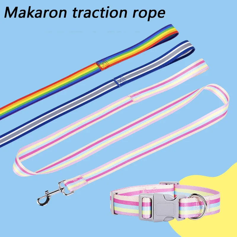 Rainbow Nylon Dog Leash and Collar Set & Individual