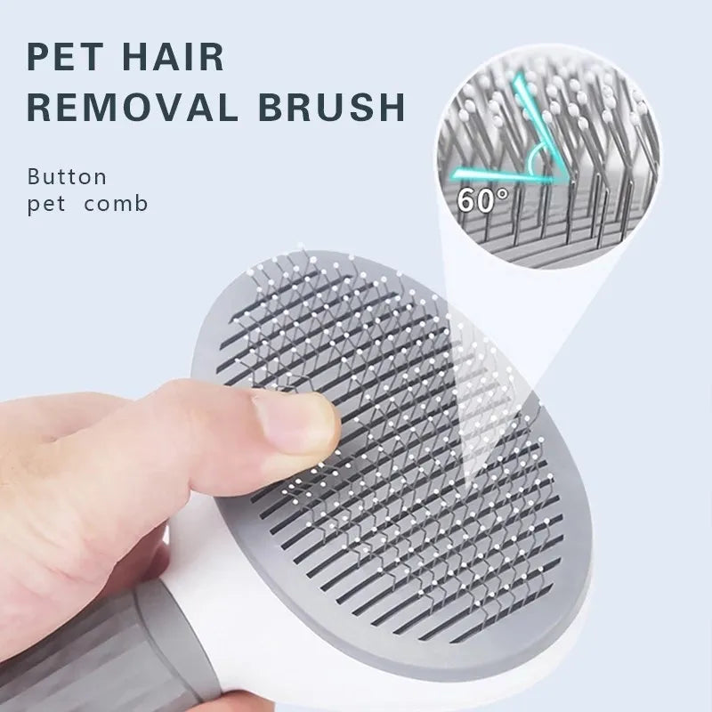 Self-Cleaning Pet Hair Remover Brush Grooming Tool for Dogs & Cats