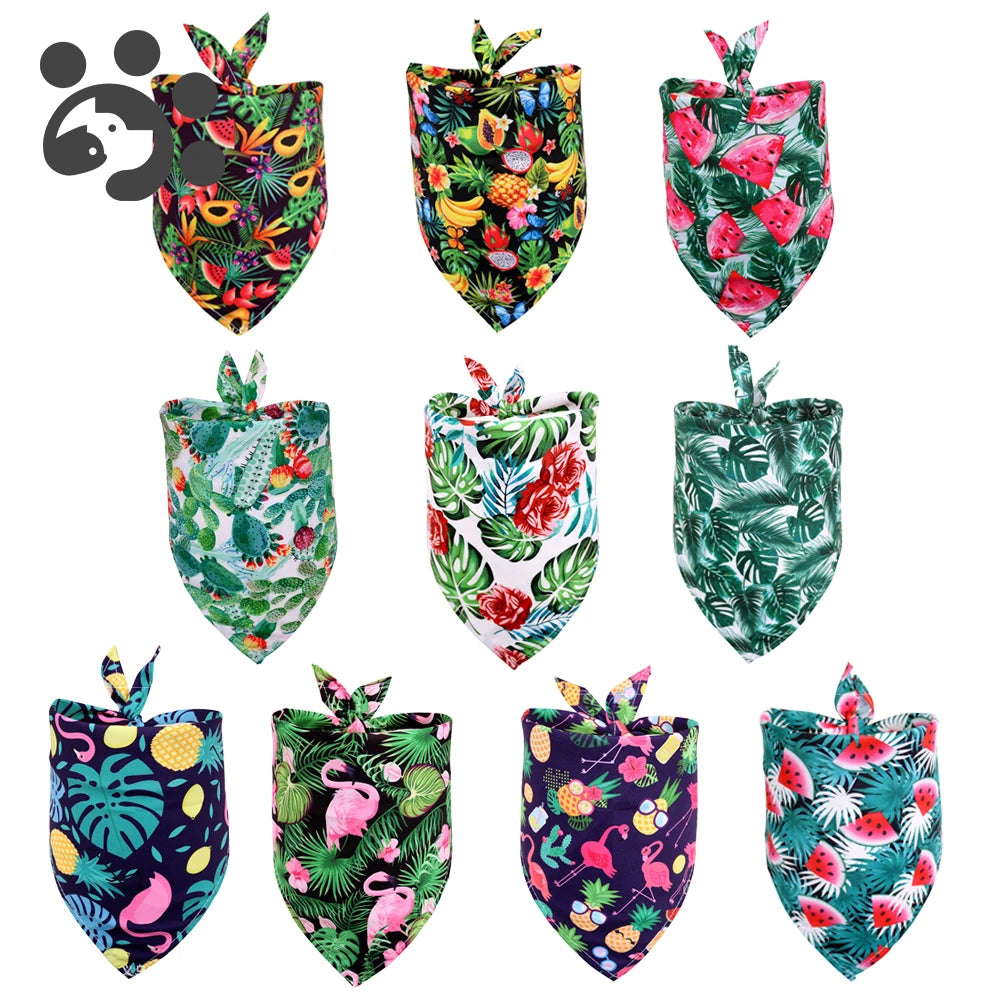 Tropical Tails Hawaii Fruits & Flamingos Pet Neck Bandana