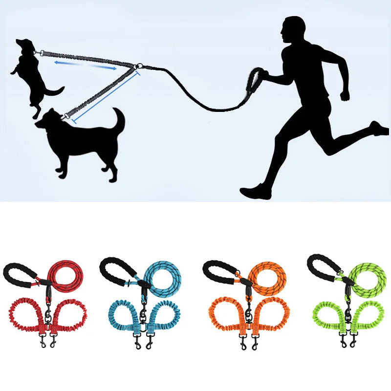 Ultimate Reflective Two-in-One Dog Leash - Anti-Tangle Perfect for Double Pet Walking