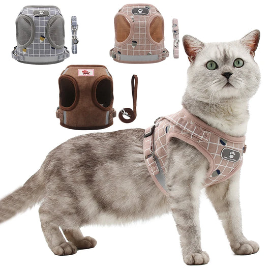 Breathable Mesh Adjustable Cat Harness and Leash Set