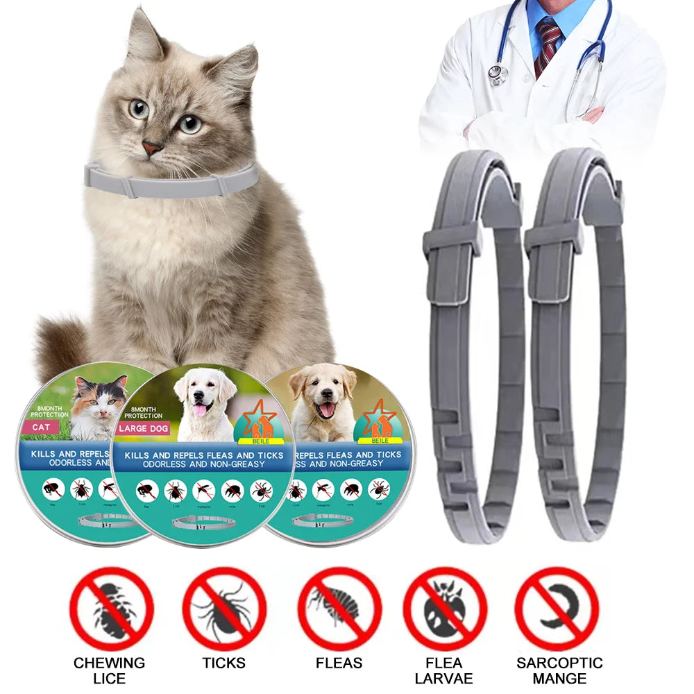 Pest-Repellent Adjustable Pet Flea and Tick Collar: Effective Prevention for Dogs and Cats