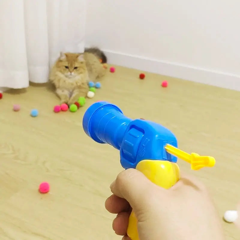 Interactive Cat Pompom Launcher