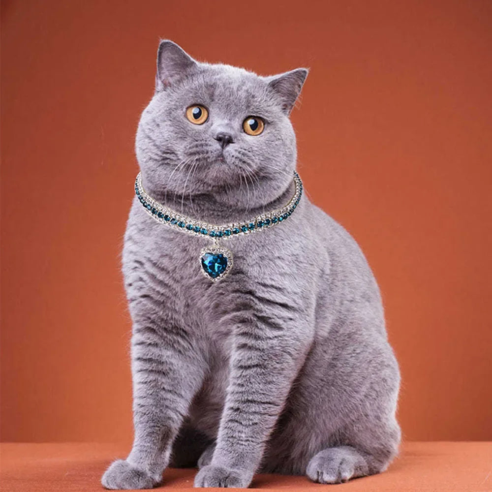 Luxury Crystal Collar with Love Pendant: For Small Dogs and Cats