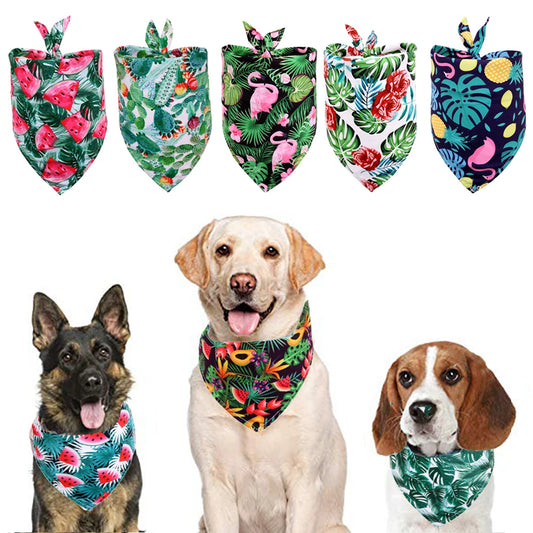 Tropical Tails Hawaii Fruits & Flamingos Pet Neck Bandana