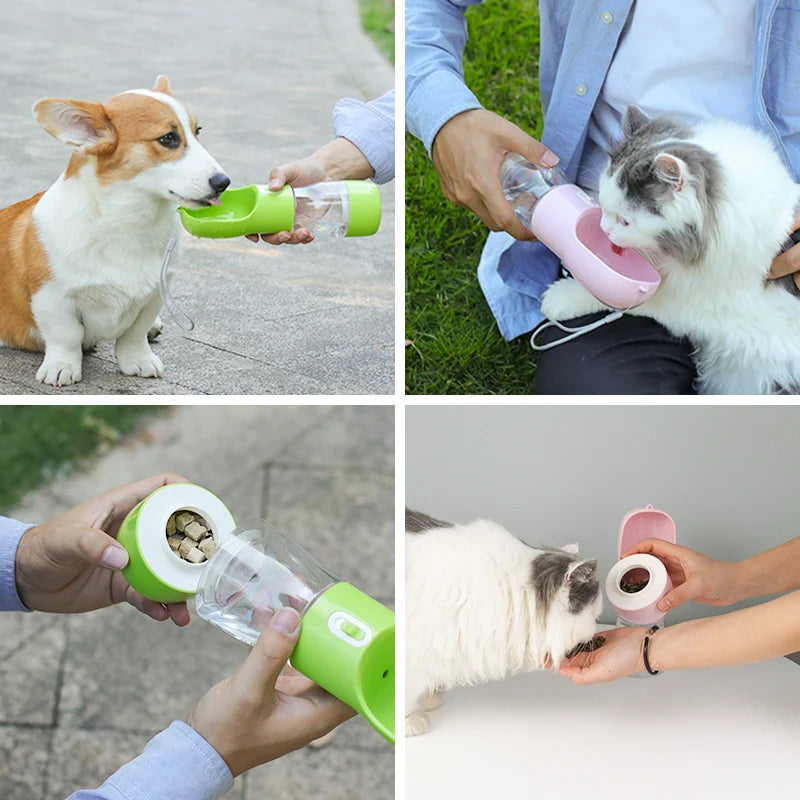 Portable Pet Water Bottle with Feeder Bowl: Convenient Outdoor Travel Drinking Solution for Dogs on the Go!