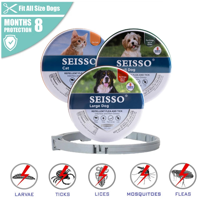 Adjustable Flea & Tick Prevention Pet Collar: Effective Pest Control for Dogs, Puppies & Cats