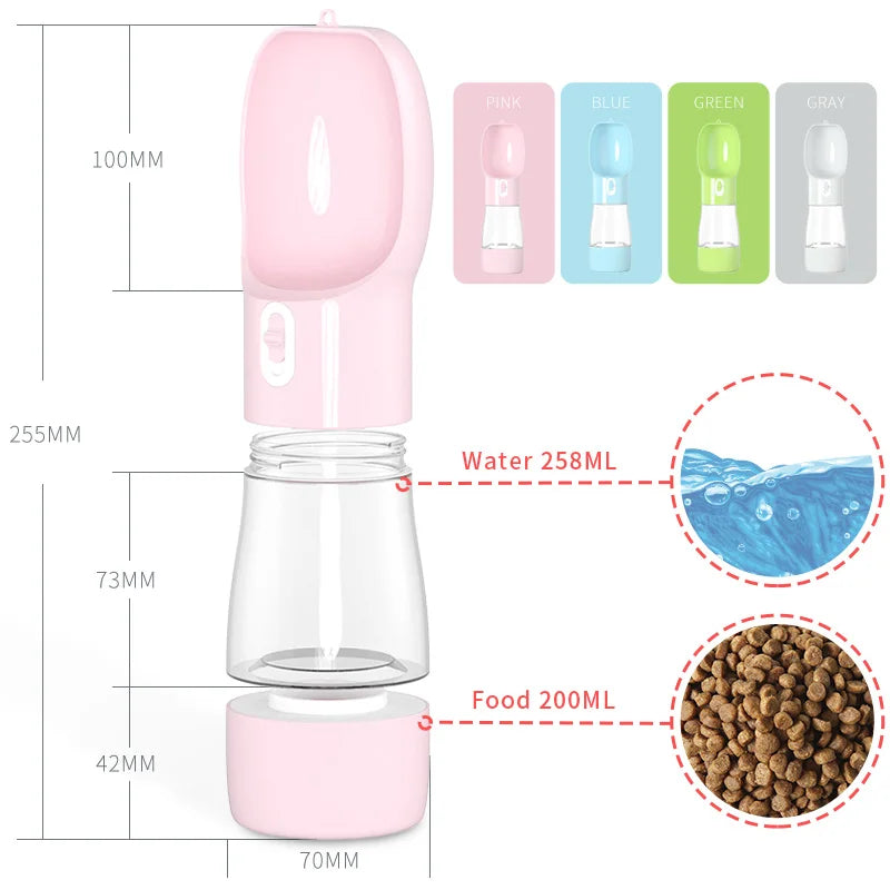 Portable Pet Water Bottle with Feeder Bowl: Convenient Outdoor Travel Drinking Solution for Dogs on the Go!