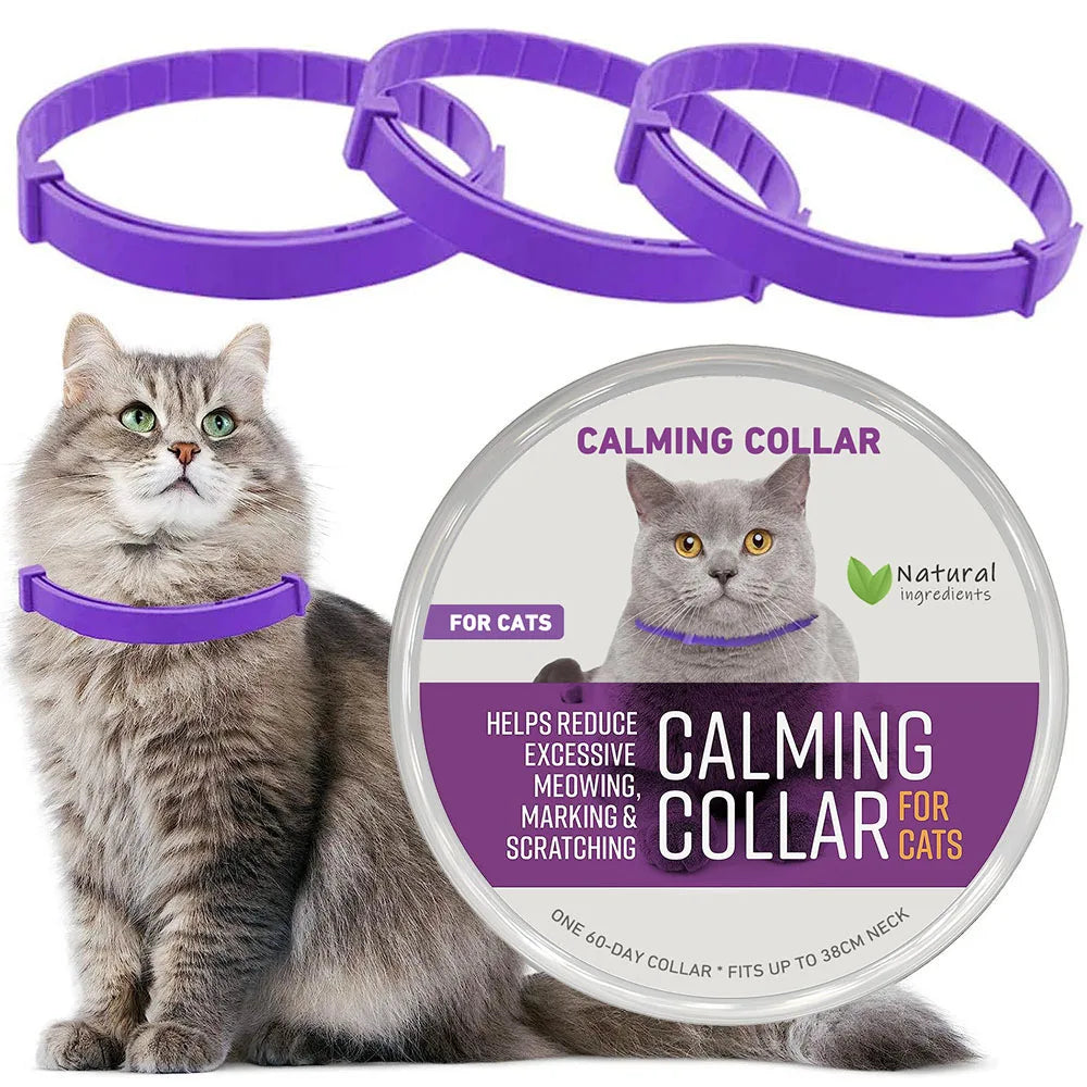 Natural Calm: Adjustable Anxiety-Reducing Pheromone Collar for Cats - Safe and Effective Anxiety Relief!