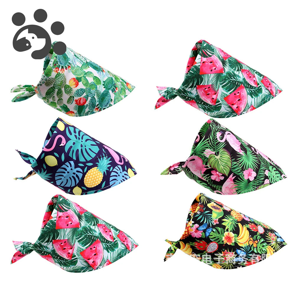 Tropical Tails Hawaii Fruits & Flamingos Pet Neck Bandana