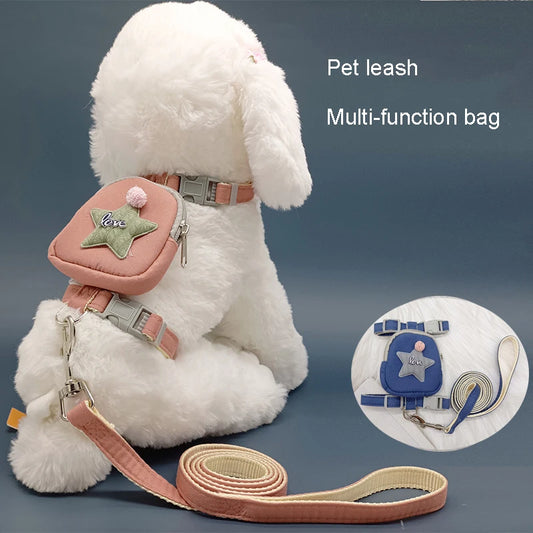 Adjustable Dog Traction Rope with Pet Knapsack