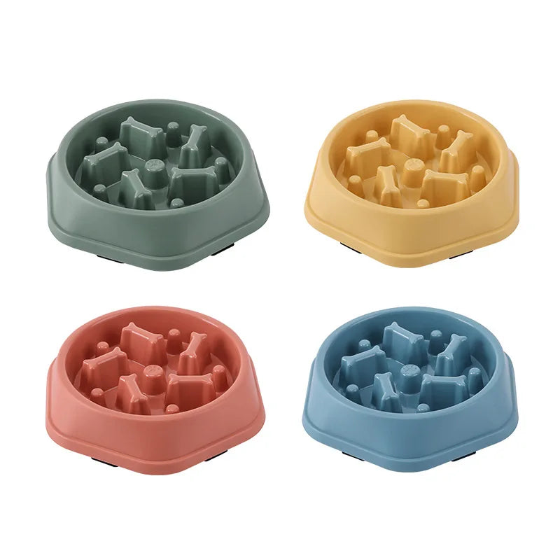 Healthy Pet Slow Feeder Bowl: Round, Anti-Choking Design for Cats and Dogs - Non-Slip, Multiple Colors and Shapes Available!