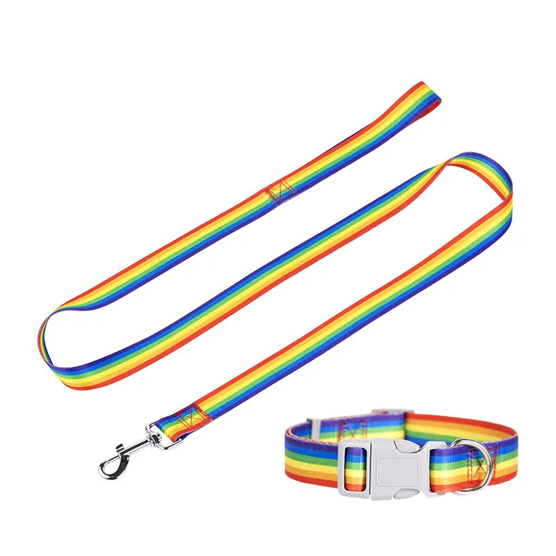 Rainbow Nylon Dog Leash and Collar Set & Individual